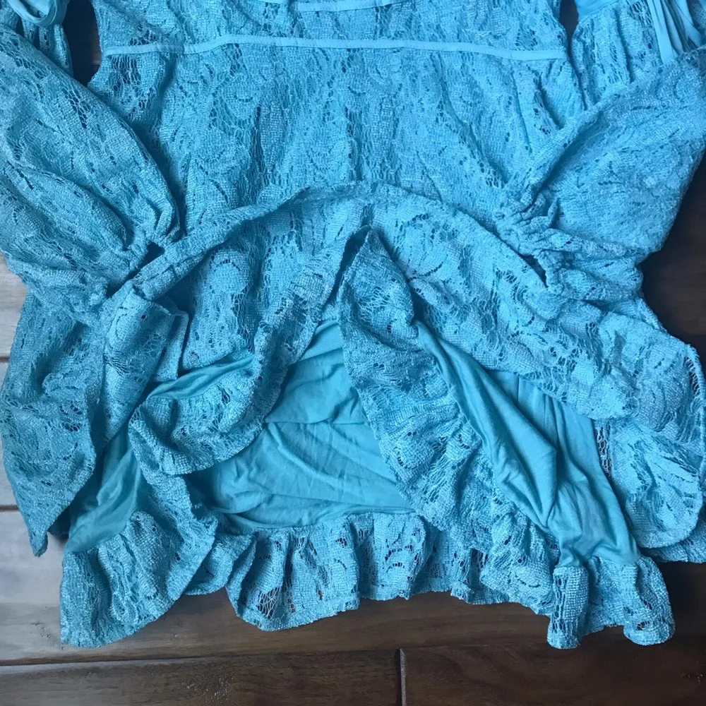 Free People Ruby Crochet Mini Dress Sea Foam M